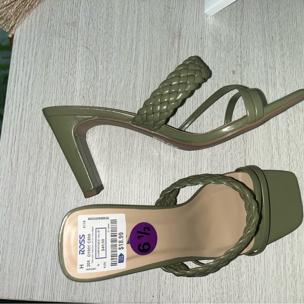 Green summer sandal heels